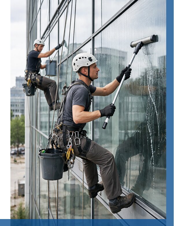 Мойка витражей альпинистами в Димитровграде от 721 р. под ключ|ВЫСОТНИК-Дмт