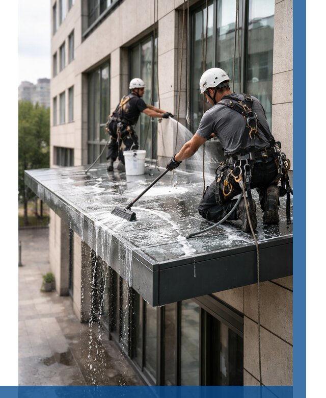 Мойка козырьков и навесов в Димитровграде от 3606 р. | ВЫСОТНИК-Дмт