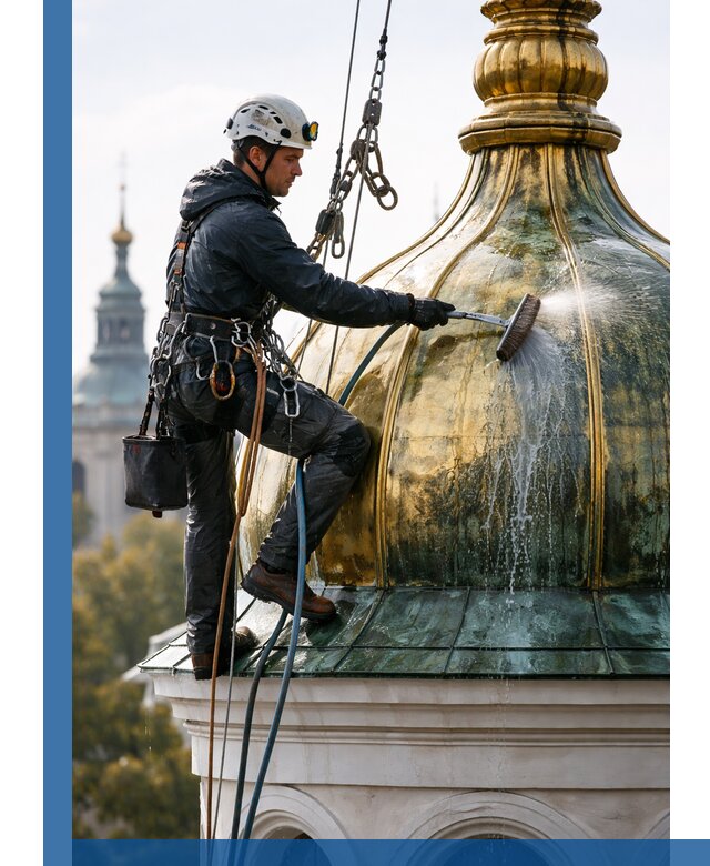 Профессиональная мойка куполов и шпилей высотными альпинистами в Димитровграде