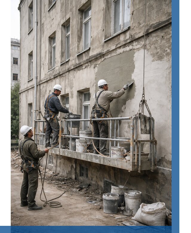 Капитальный ремонт фасада в Димитровграде от 4327 р. | ВЫСОТНИК-Дмт