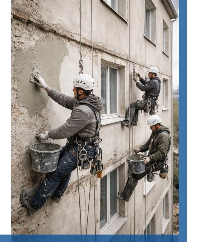 Ремонт штукатурного фасада в Димитровграде от 773 р. под ключ | ВЫСОТНИК-Дмт