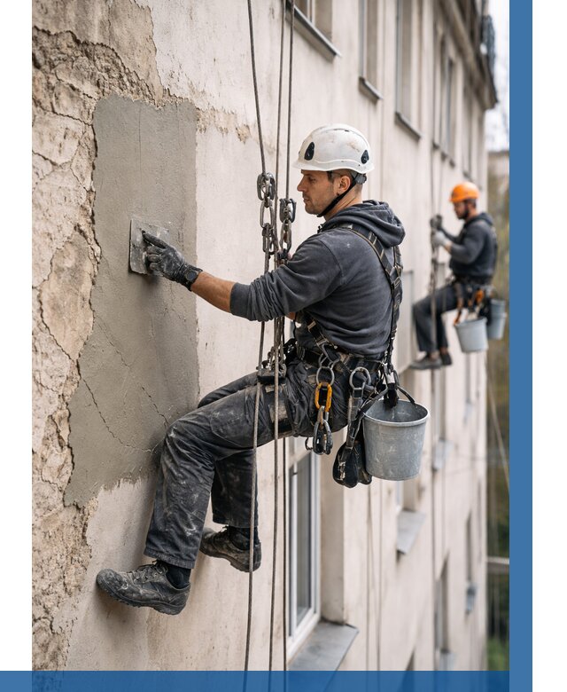 Восстановление штукатурки фасада в Димитровграде от 1236 р. | ВЫСОТНИК-Дмт