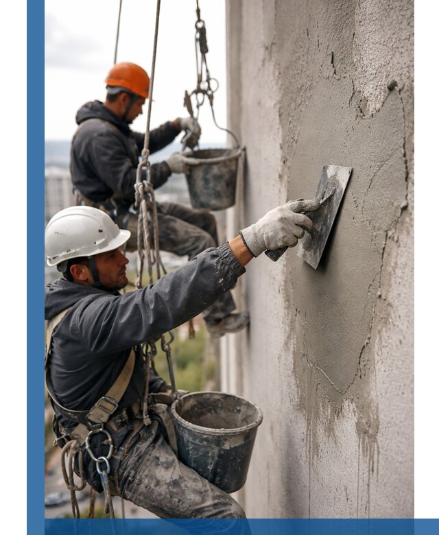 Штукатурка фасада на высоте в Димитровграде профессиональные работы