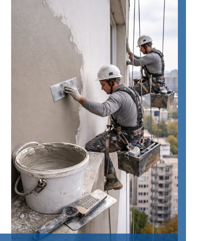 Шпаклевка фасада на высоте в Димитровграде от 721 р. | ВЫСОТНИК-Дмт