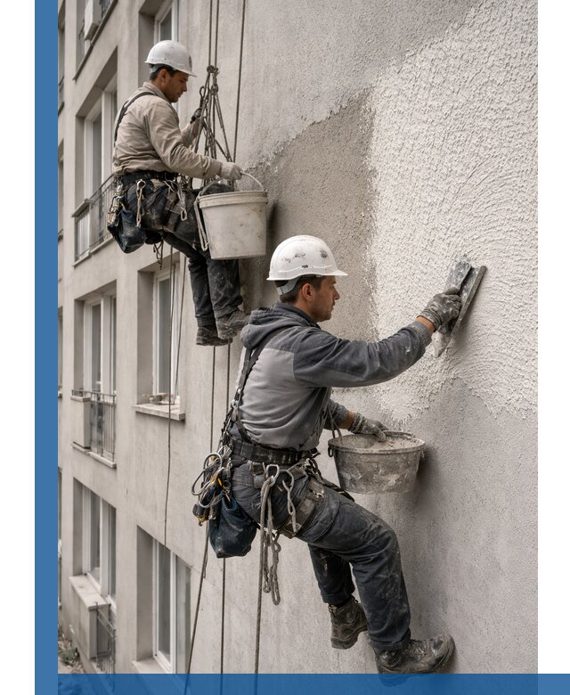 Нанесение декоративной штукатурки короед на фасад в Димитровграде