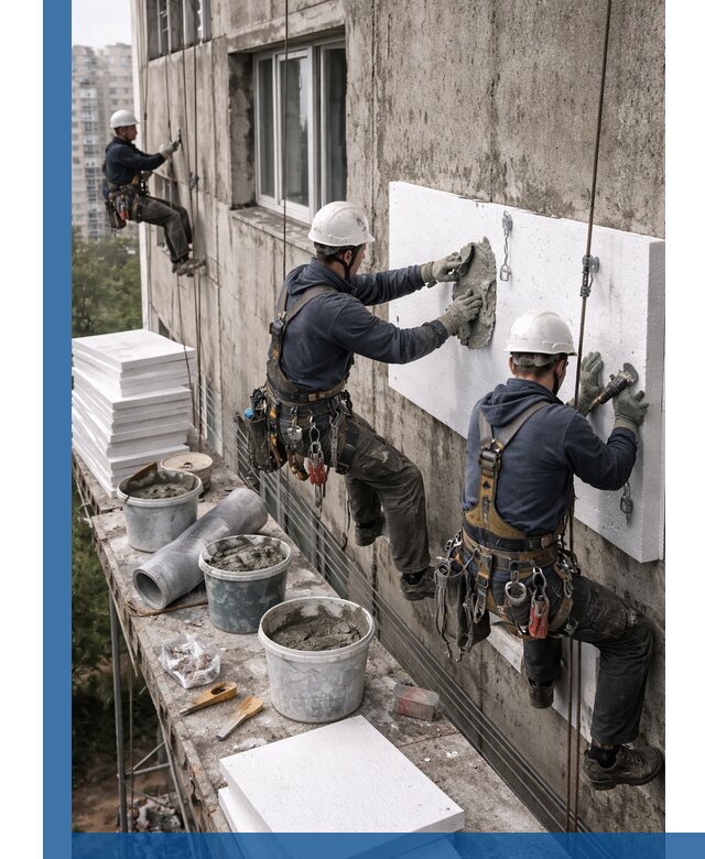 Утепление фасада пенополистиролом в Димитровграде под ключ