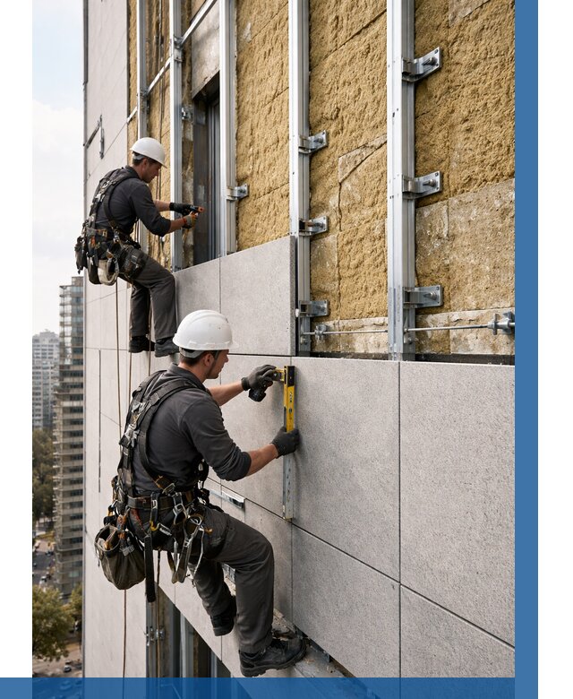 Монтаж вентилируемого фасада в Димитровграде от 3606 р. | ВЫСОТНИК-Дмт