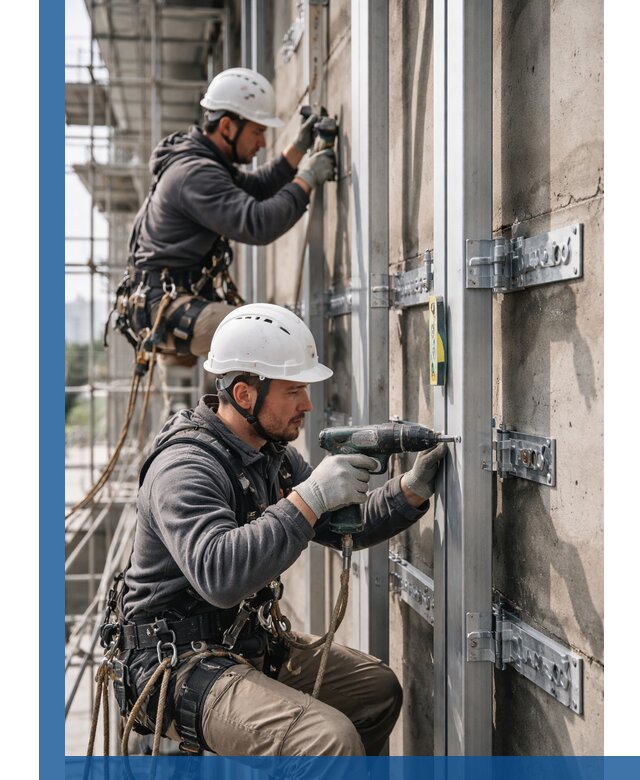 Монтаж и крепление подсистемы вентфасада в Димитровграде