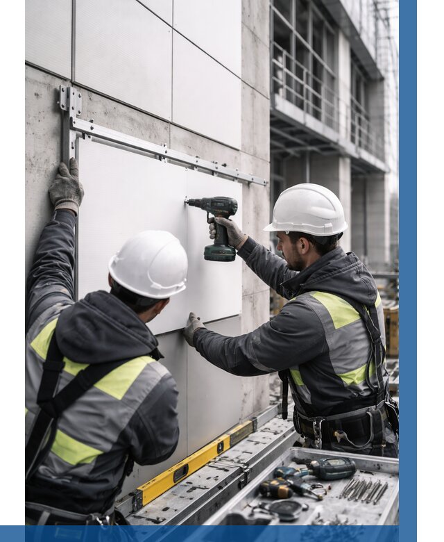 Монтаж композитных панелей фасада в Димитровграде от 2576 р. | ВЫСОТНИК-Дмт