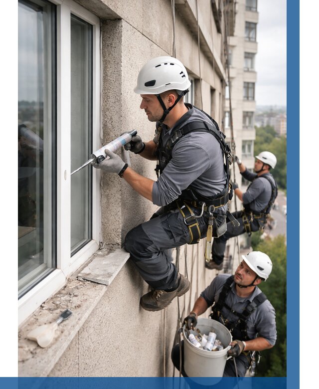 Герметизация оконных швов снаружи в Димитровграде от 1545 р. | ВЫСОТНИК-Дмт