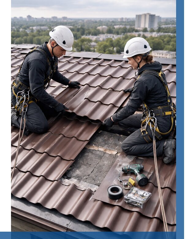 Ремонт металлочерепицы на крыше в Димитровграде от 927 р. | ВЫСОТНИК-Дмт