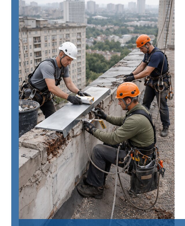 Ремонт парапета на кровле в Димитровграде, высотные работы с гарантией