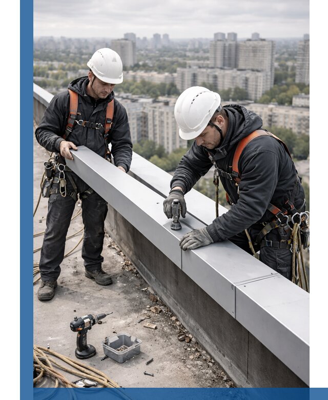 Монтаж парапетных крышек и ограждений кровли в Димитровграде