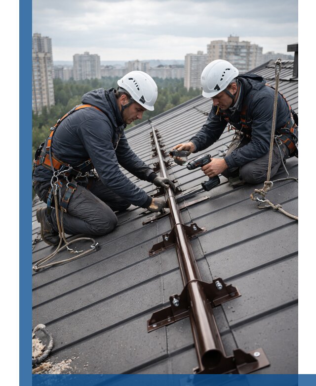 Монтаж снегозадержателей на кровле зданий в Димитровграде под ключ