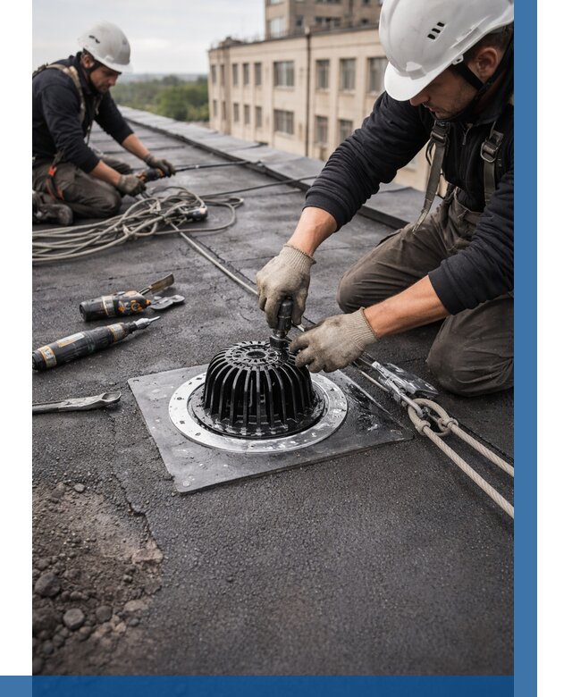 Установка водосточных воронок в Димитровграде цена от 3606 р. | ВЫСОТНИК-Дмт