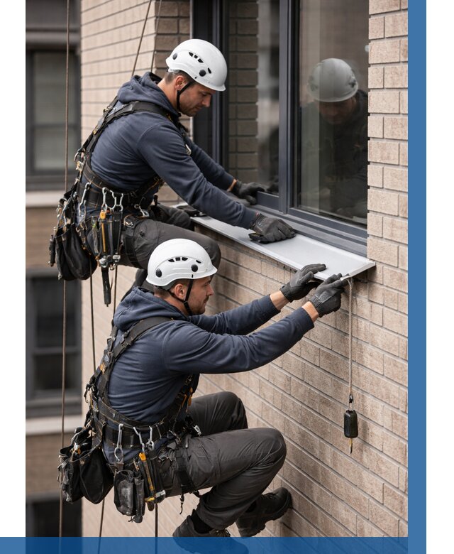 Монтаж оконных отливов под ключ в Димитровграде от 3606 р. | ВЫСОТНИК-Дмт