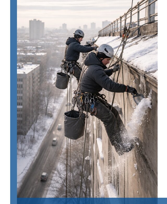 Очистка карнизов от снега в Димитровграде профессионально и безопасно