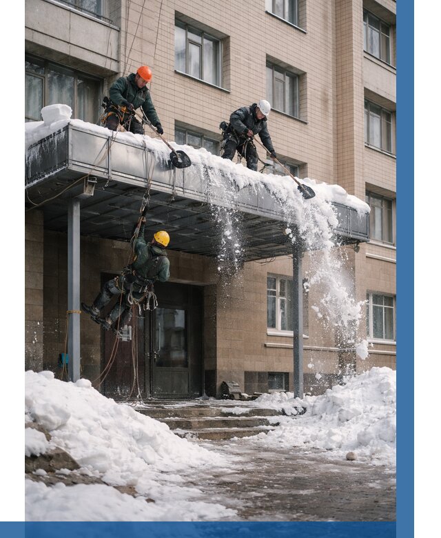 Очистка козырьков от снега в Димитровграде от 3606 р. | ВЫСОТНИК-Дмт