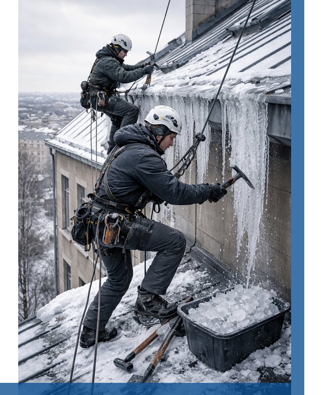 Удаление наледи с кровли в Димитровграде от 5667 р. | ВЫСОТНИК-Дмт