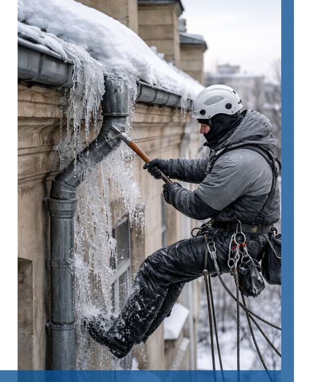 Очистка водостоков от льда в Димитровграде от 3606 р. | ВЫСОТНИК-Дмт