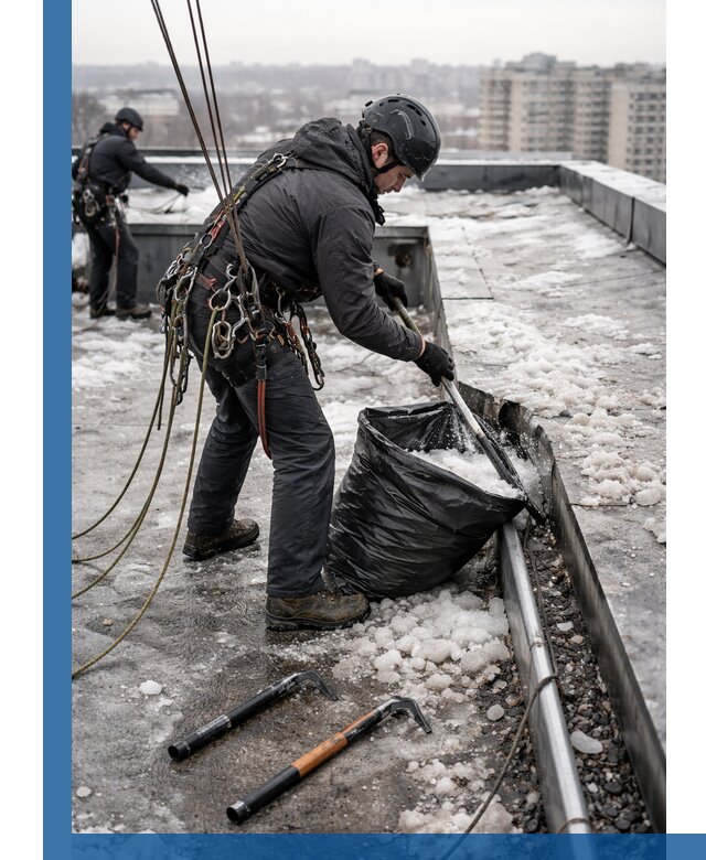 Аварийная очистка кровли в Димитровграде от промальпинистов