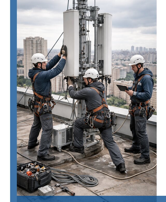 Монтаж антенн связи на крыше в Димитровграде с вводом в эксплуатацию