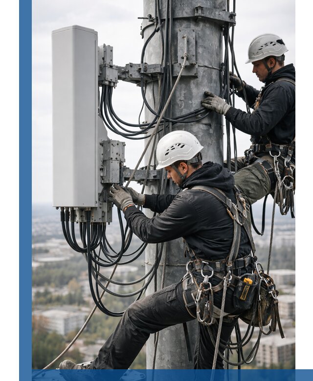 Монтаж оборудования связи на мачте в Димитровграде с пусконаладкой