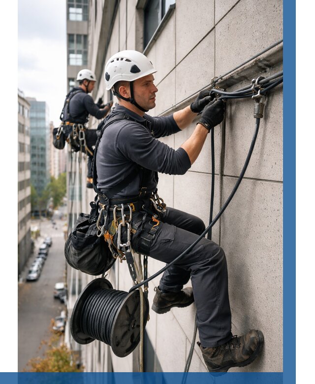 Прокладка кабеля по фасаду в Димитровграде от 361 р. | ВЫСОТНИК-Дмт