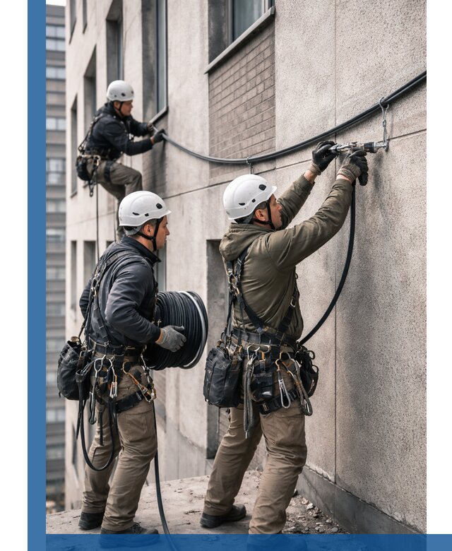 Прокладка кабеля по фасаду в Димитровграде, профессиональный монтаж