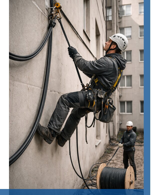 Протяжка кабеля питания на высоте в Димитровграде от 464 р. | ВЫСОТНИК-Дмт