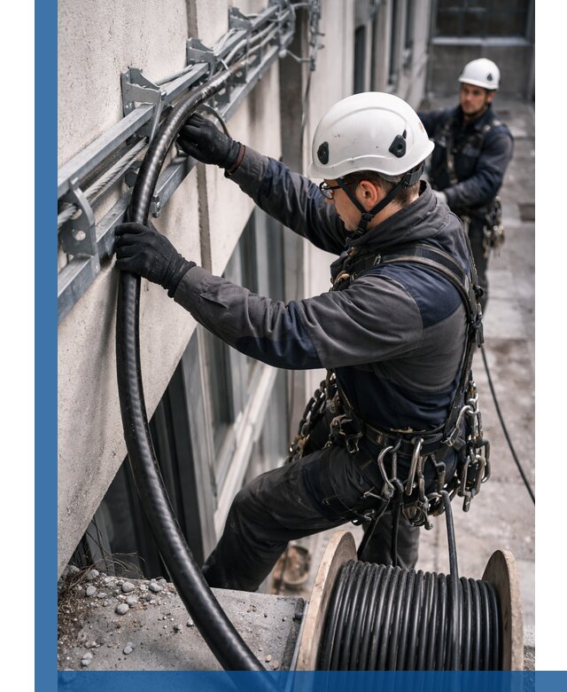 Протяжка кабеля питания на высоте в Димитровграде с гарантией безопасности и качества