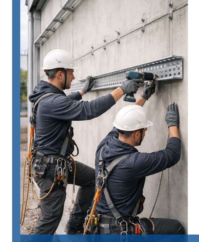 Монтаж кабельных лотков на фасаде зданий в Димитровграде с гарантией