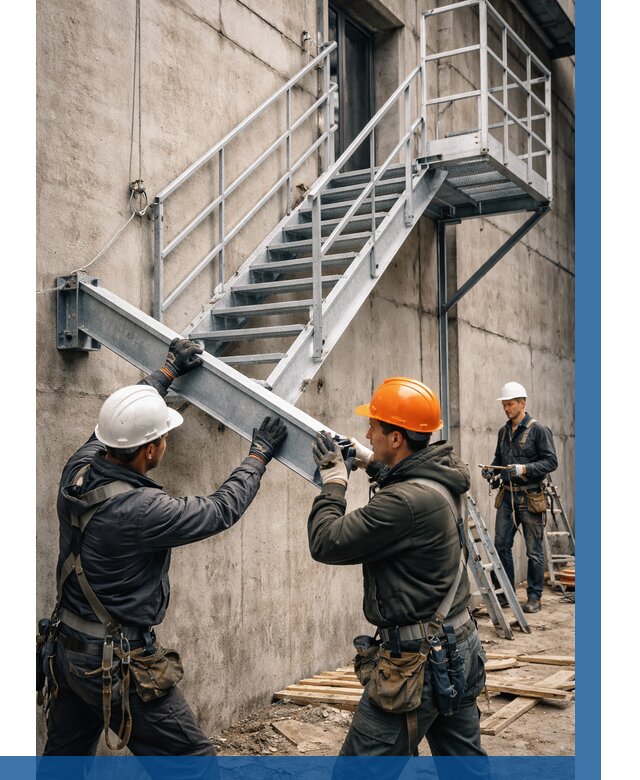 Монтаж металлических лестниц в Димитровграде от 15455 р. | ВЫСОТНИК-Дмт