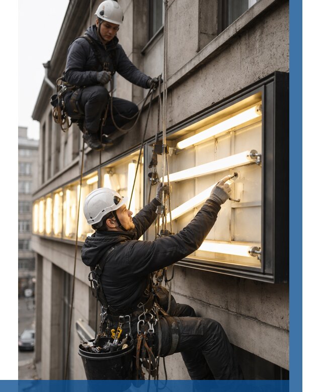 Замена ламп в вывеске в Димитровграде под ключ от 3606 р. | ВЫСОТНИК-Дмт