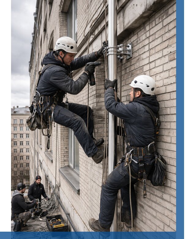 Монтаж флагштока на здании в Димитровграде от 6697 р. | ВЫСОТНИК-Дмт