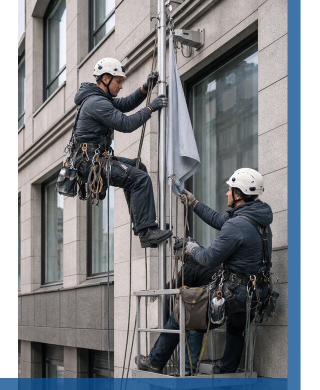 Установка флагов на фасаде в Димитровграде от 4636 р. | ВЫСОТНИК-Дмт