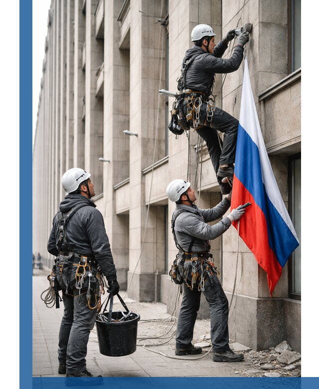 Профессиональная установка флагов на фасаде в Димитровграде