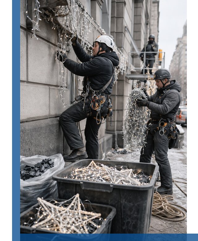 Демонтаж новогоднего оформления и гирлянд в Димитровграде