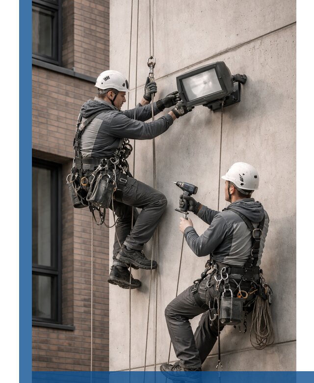 Профессиональный монтаж фасадных прожекторов в Димитровграде под ключ