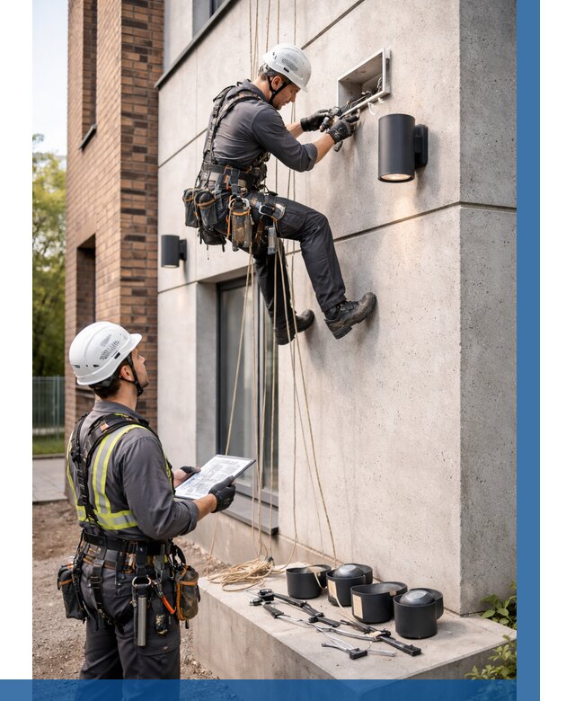 Монтаж фасадного освещения в Димитровграде от 2576 р. | ВЫСОТНИК-Дмт