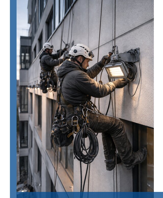 Монтаж фасадного освещения в Димитровграде установка и подключение