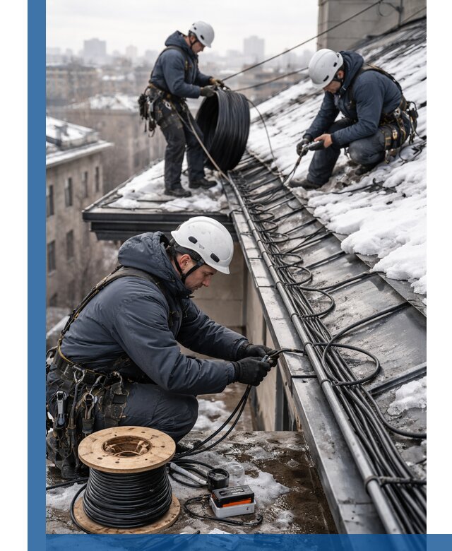 Монтаж греющего кабеля на кровле в Димитровграде под ключ