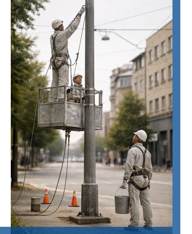Покраска опор освещения в Димитровграде от 5152 р. | ВЫСОТНИК-Дмт