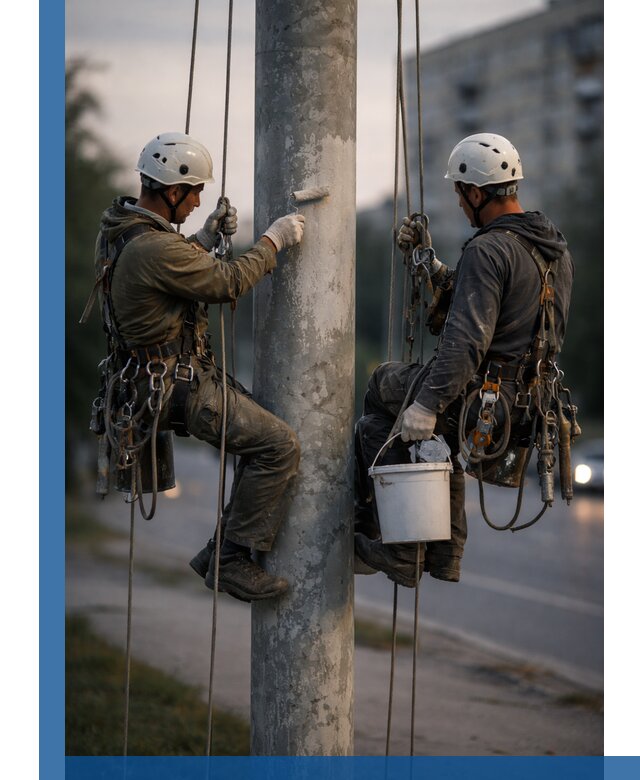Покраска опор освещения и антикоррозийная защита в Димитровграде