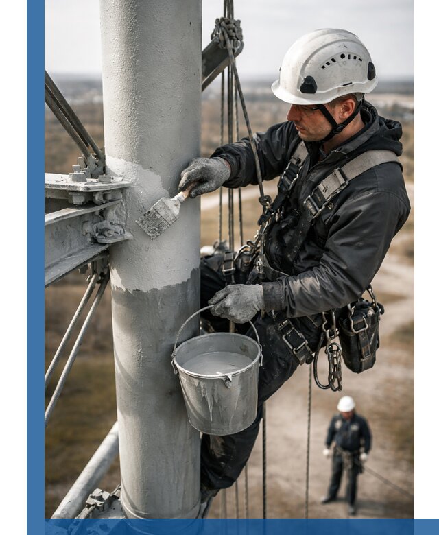 Покраска мачт связи в Димитровграде промышленными альпинистами