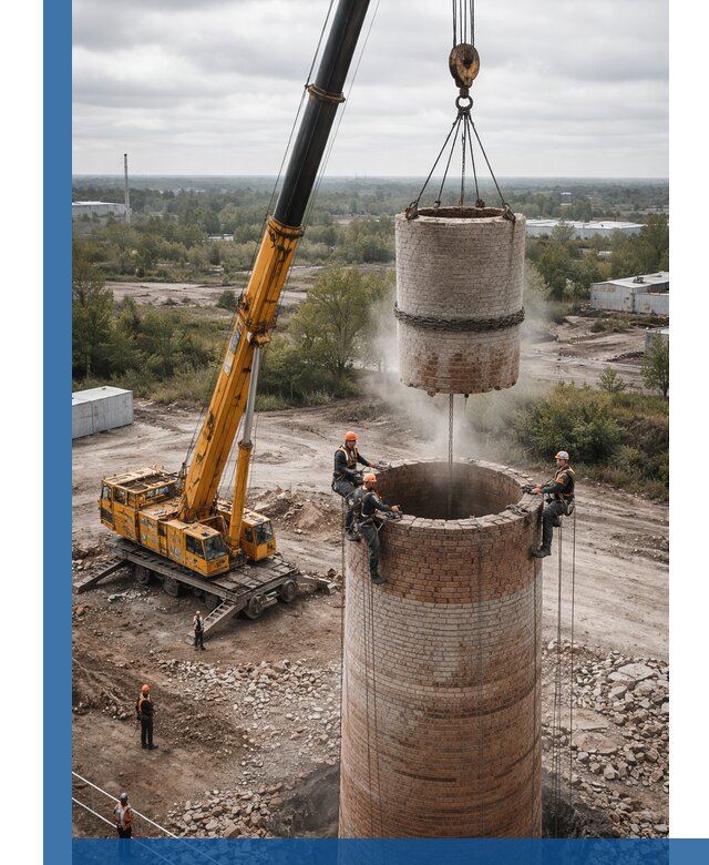 Демонтаж дымовой трубы в Димитровграде с гарантиями безопасности
