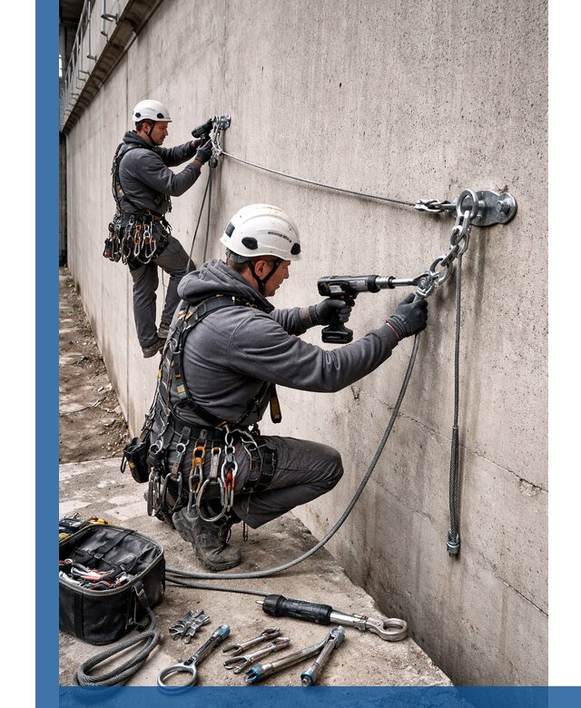 Монтаж анкерных линий высотной безопасности в Димитровграде