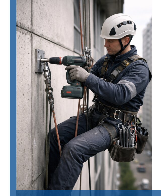 Установка анкерных точек для высотных работ в Димитровграде